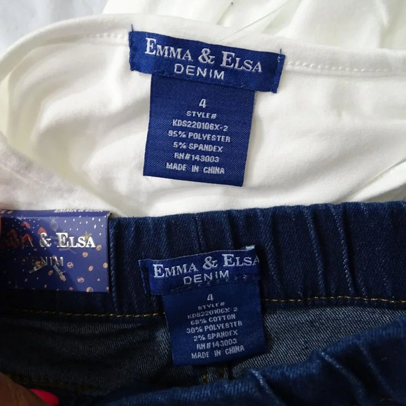 Emma and Elsa Queen Boss 2 pc Outfit TShirt and Denim Jeans Set Girls Size 4 NEW - Picture 6 of 6